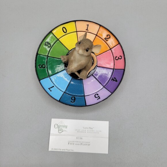 Charming Tails Lets Play Mouse Figurine Spinning Wheel Club Exclusive - Picture 6 of 8